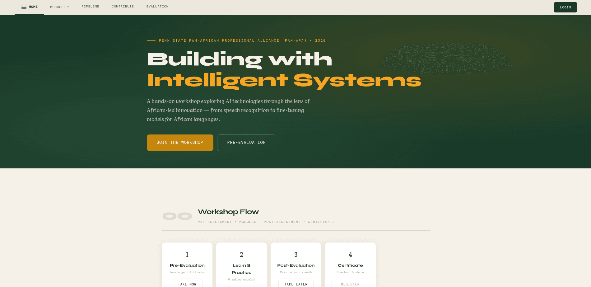 Screenshot of AI Workshop Platform
